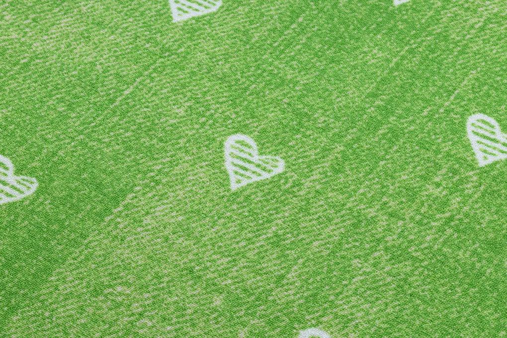 Okrúhly koberec pre deti HEARTS Jeans, vintage srdce - zelená Veľkosť: kruh 133 cm