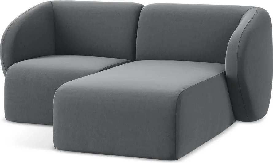 Sivá zamatová rohová pohovka (pravý roh/s leňoškou) Lani – Makamii