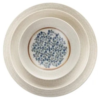 Jedálenská súprava 24 ks, modrá/béžová, porcelán
