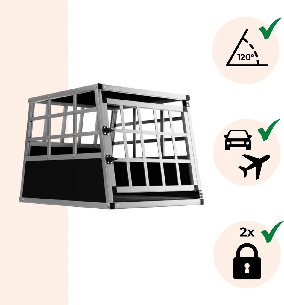 Prepravka pre psa BRUNO, 70x54x51cm, strieborná/čierna Cadoca