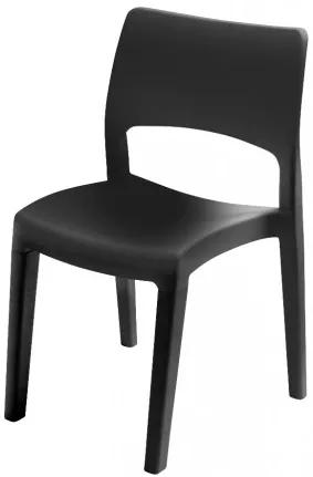 Záhradná stolička KK LUX — plast, čierna, nosnosť 150 kg