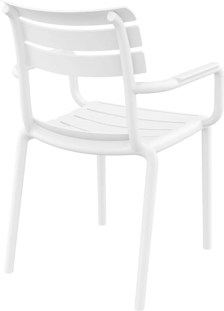 PARIS záhradná stolička s podrúčkami white