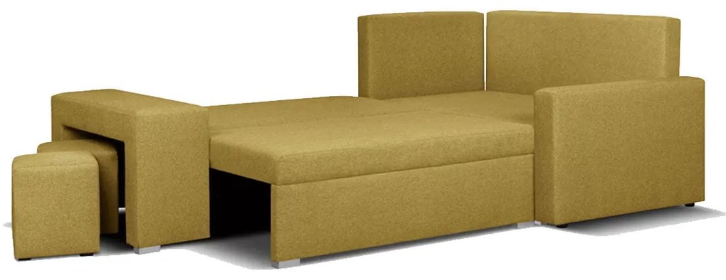 Rohová sedacia súprava s funkciou spania MODO2 s taburetkami Sivá