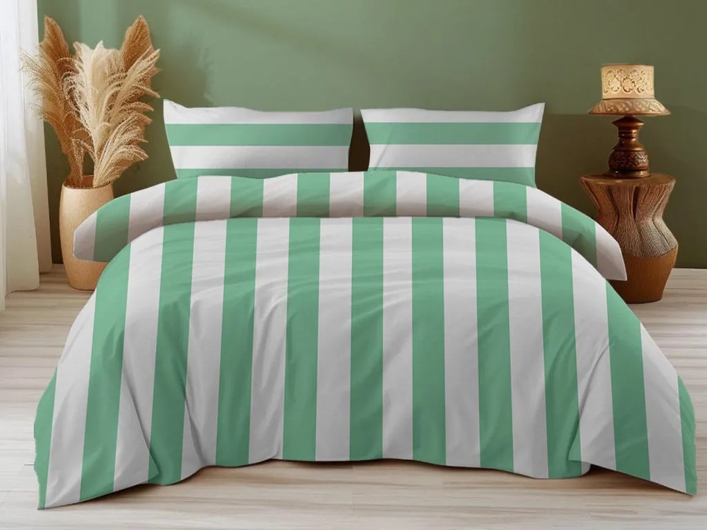 Bavlnené obliečky STRIPES bielo-zelené Rozmer obliečky: 70 x 90 cm | 140 x 200 cm