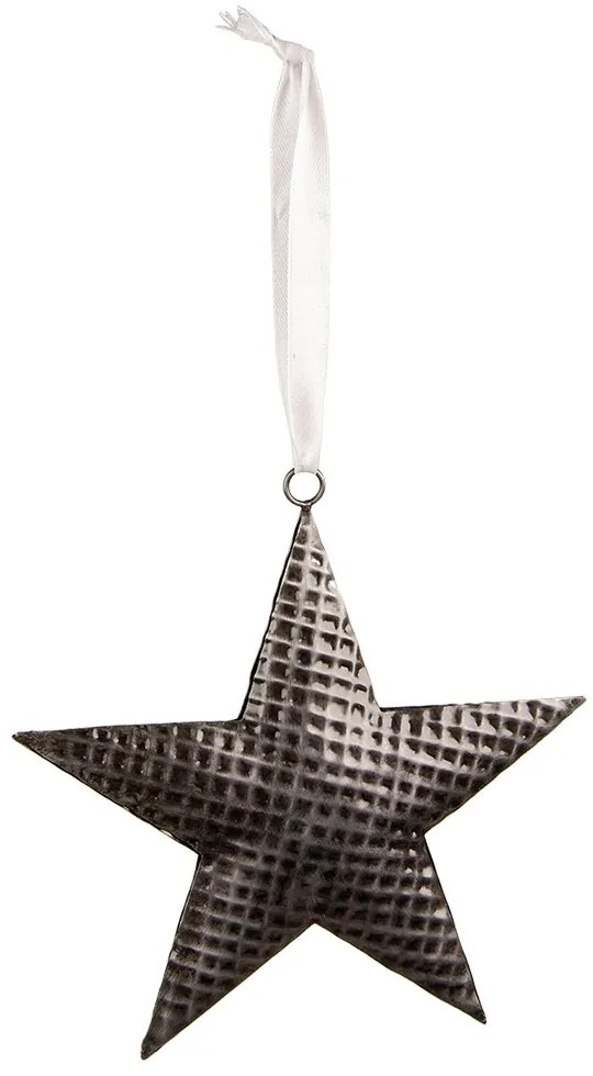 Šedá antik závesná kovová hviezda Herli - 8*1*8 cm