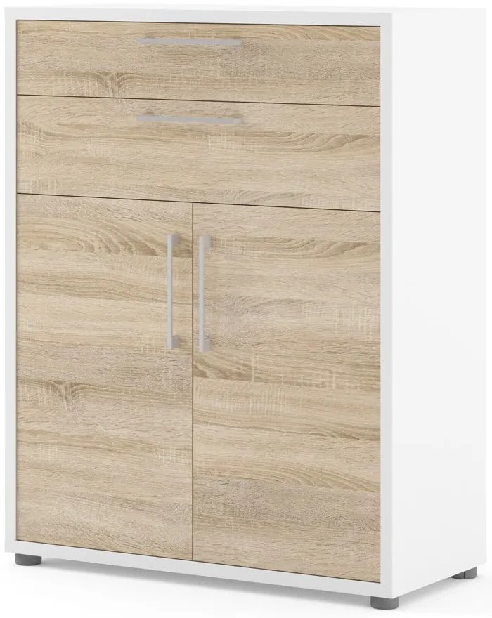 Biela/v prírodnej farbe modulárna knižnica v dekore duba 89x113 cm Prima – Tvilum