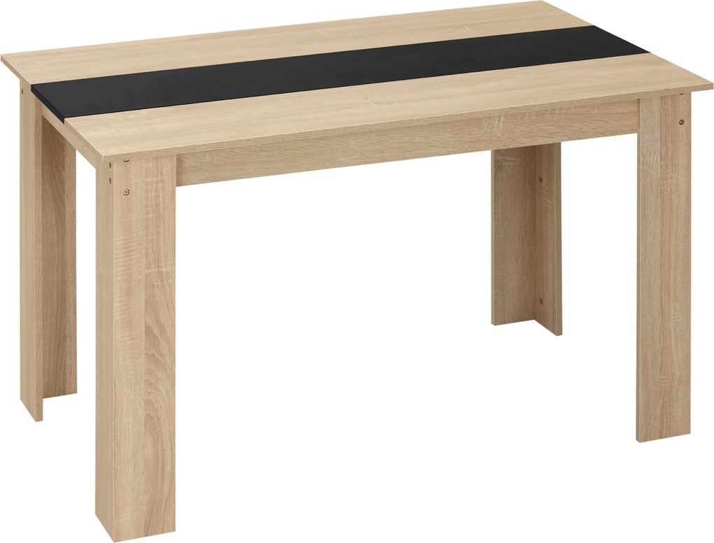 HOMCOM Moderný jedálenský stôl s veľkým povrchom pre 2-4 osoby z drevotriesky 120D x 69Š x 75V cm Čierny a Prírodný | Aosom