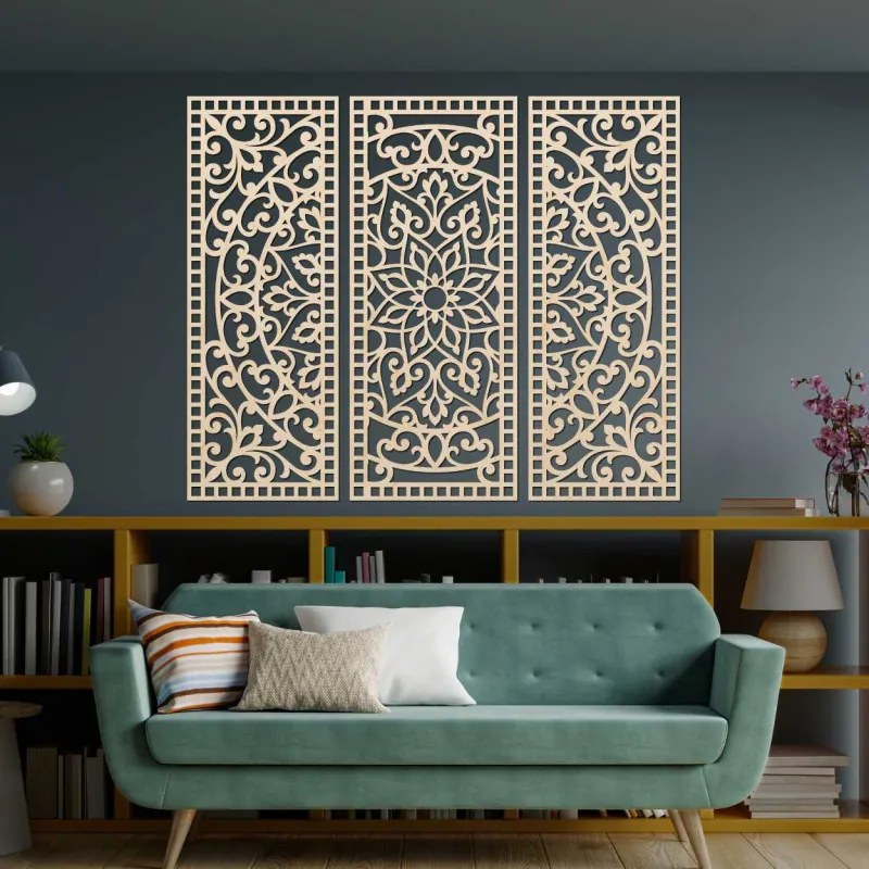 Nástenná dekorácia trojdielny panel mandala  | SENTOP PR0514-A