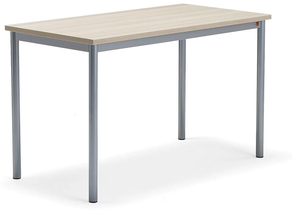 Stôl SONITUS PLUS, 1200x600x720 mm, akustický HPL - jaseň, strieborná