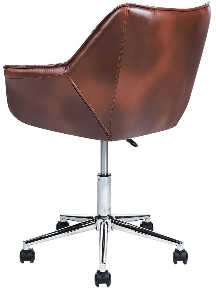 Kancelárska stolička z umelej kože hnedá NEWDALE Beliani