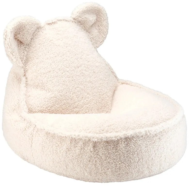 Krémovobiely detský sedací vak z textílie buklé Bear – Wigiwama