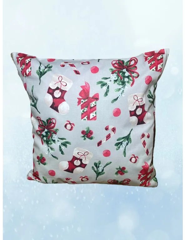 INTERMEDIC SK Vianočná obliečka na vankúš Mikulášska Čižma - sivá 40x40 cm