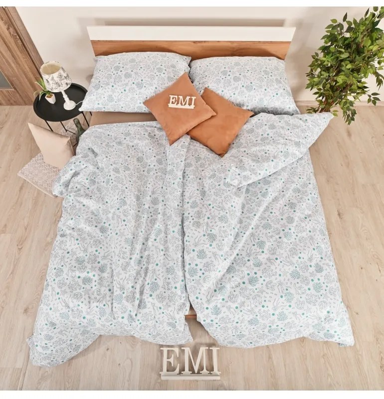 Obliečky bavlnené Sea tyrkysové EMI, Štandardný set jednolôžko obsahuje 1x 140x200 + 1x 70x90