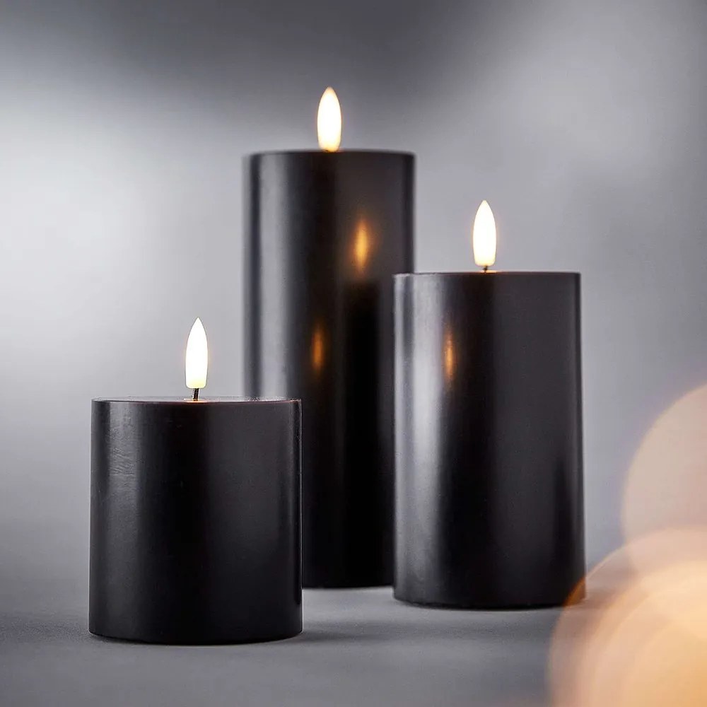 NORDIC LIGHT LED Sviečky 3 ks - čierna