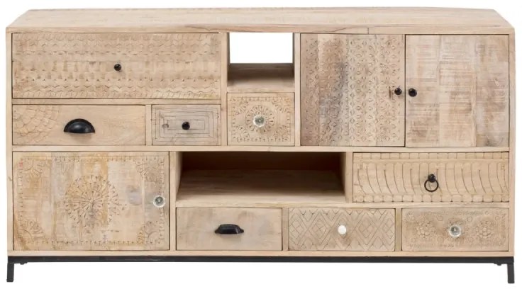 furniture-nabytek.cz - Masívna skrinka pod umývadlo Laos z mangoového dreva, lakovaná, prírodná farba – 146×50×76 cm
