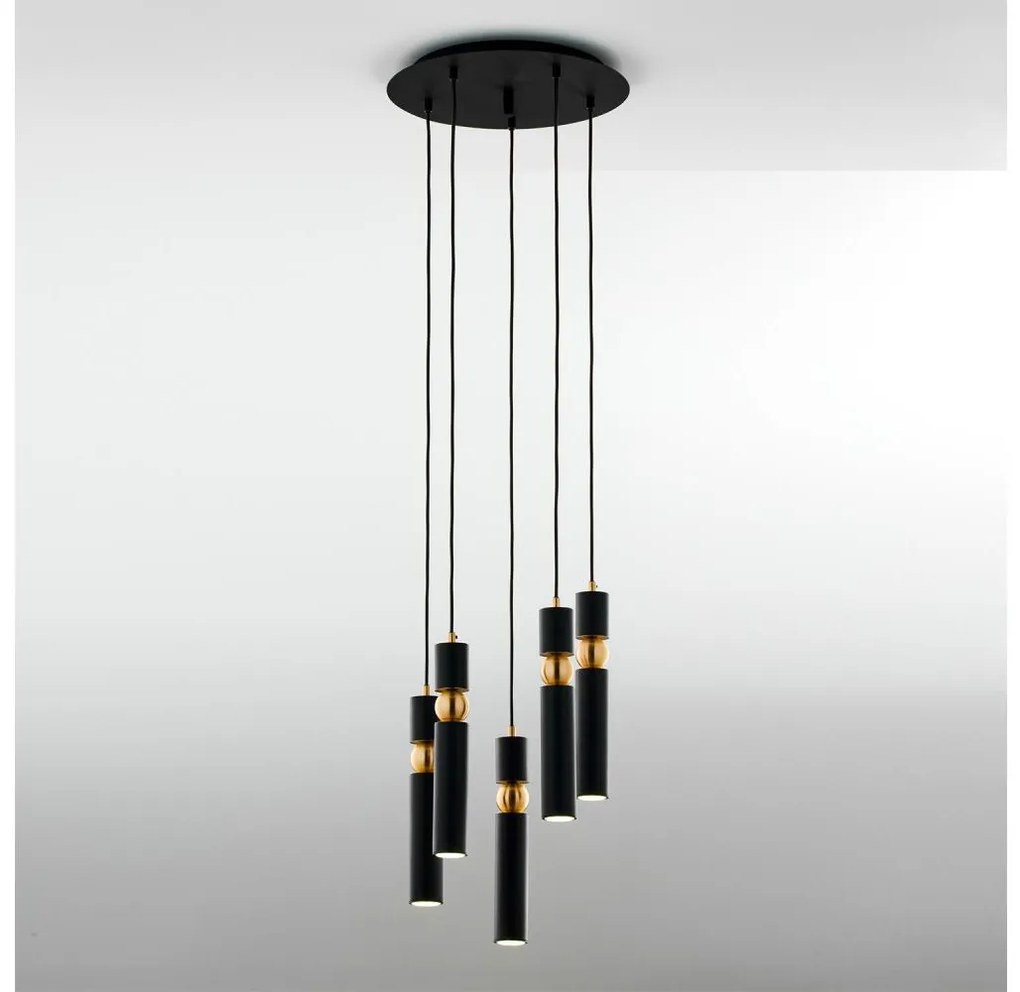 Jupiter 2014 - Luster na lanku ALAS 5xGU10/10W/230V čierna/zlatá