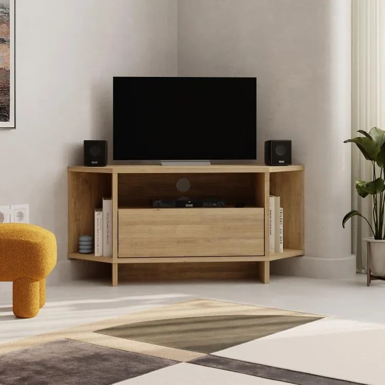 Rohový TV stolík Houseland Viva dub zafírový