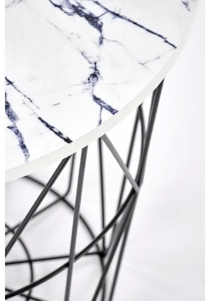Konferenčný stolík HARISSA 41x42 cm čierna/biely dekor mramoru