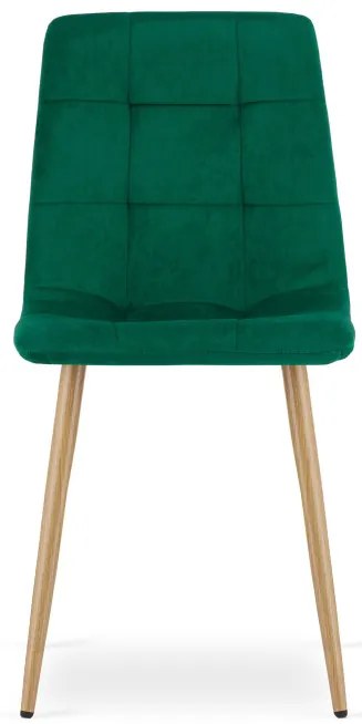 Set troch jedálenských stoličiek KARA zamatové, tmavozelené / hnedé nohy (3 ks)