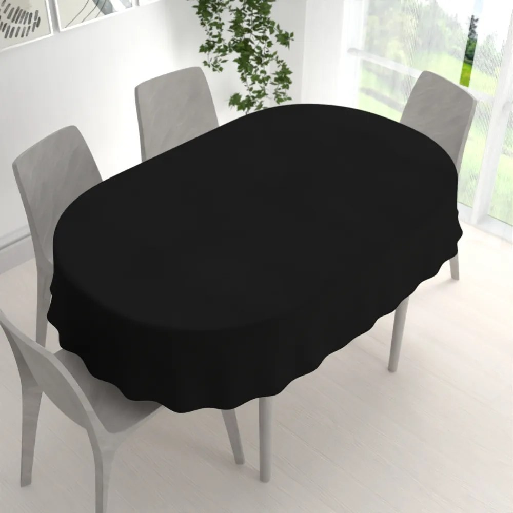 Biante Veľký dekoračný oválny obrus BKU-116 Čierny 260x320 cm