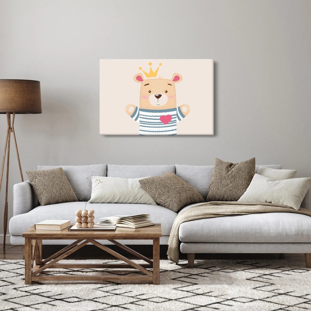 Obraz - Medvedík s korunkou (90x60 cm)
