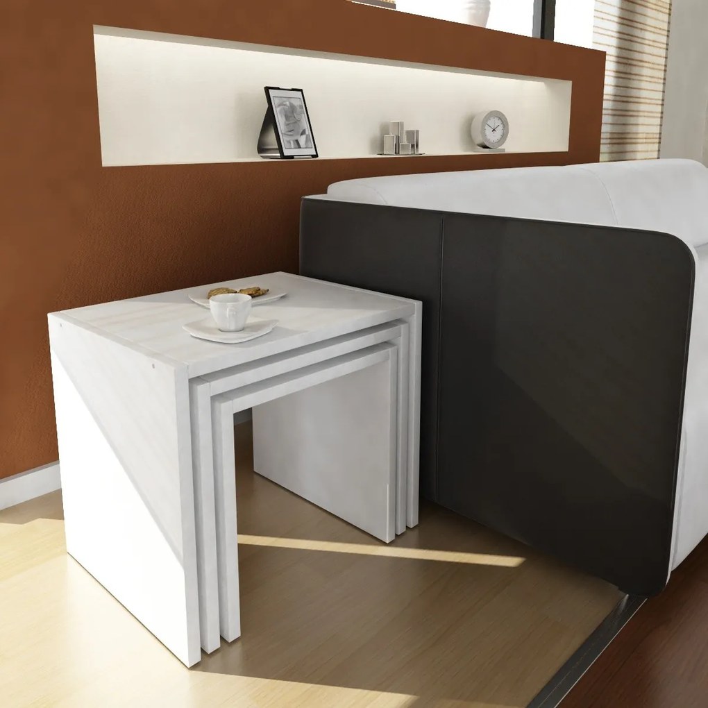 Sada 3 odkladacích stolíkov ZARIEL biela