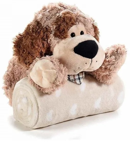 Darčeková deka s huňatým hnedým psíkom