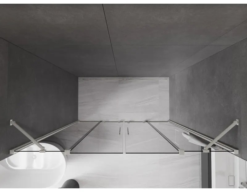 Mexen Velar Duo, posuvné sprchové dvere do otvoru 200 cm, 8mm šedé sklo, brúsená oceľ, 871-200-000-42-97