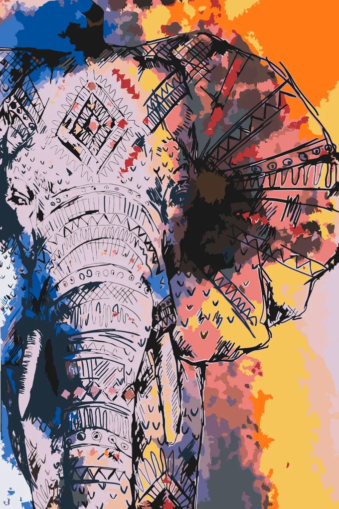Gario Maľovanie podľa čísel Slon africký Rozmery: 80 x 120 cm, Rámovanie: S vnútorným rámom