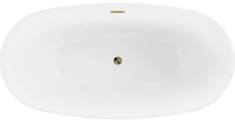 Mexen Eris, voľne stojaca vaňa 180 x 95 cm, biela-čierna, zlatý lesklý prepad, 53441809575-50