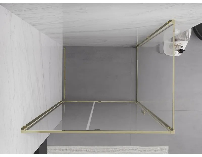 Mexen Exo, výklopný sprchový kút 140 x 90 cm, číre sklo, zlatá, 819-140-090-50-00
