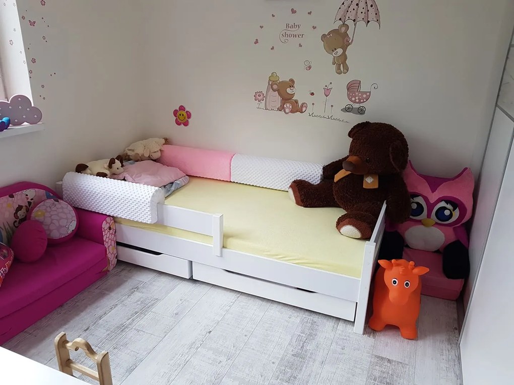 LU Detská posteľ so zábranou Mix - biela Rozmer: 180x80