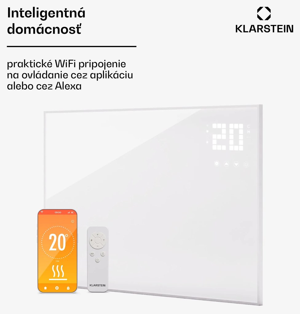 Klarstein Wonderwall Smart Bornholm, Infražiarič, 100x60 cm, App, 600W