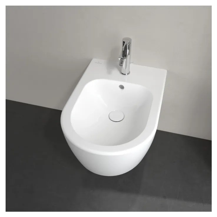 Villeroy & Boch AVENTO - Závesný bidet, 530x370 mm, s prepadom, biela Alpin CeramicPlus 540500R1