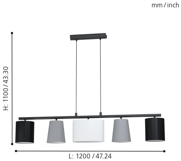 Eglo 98588 - Luster na lanku ALMEIDA 5xE14/25W/230V