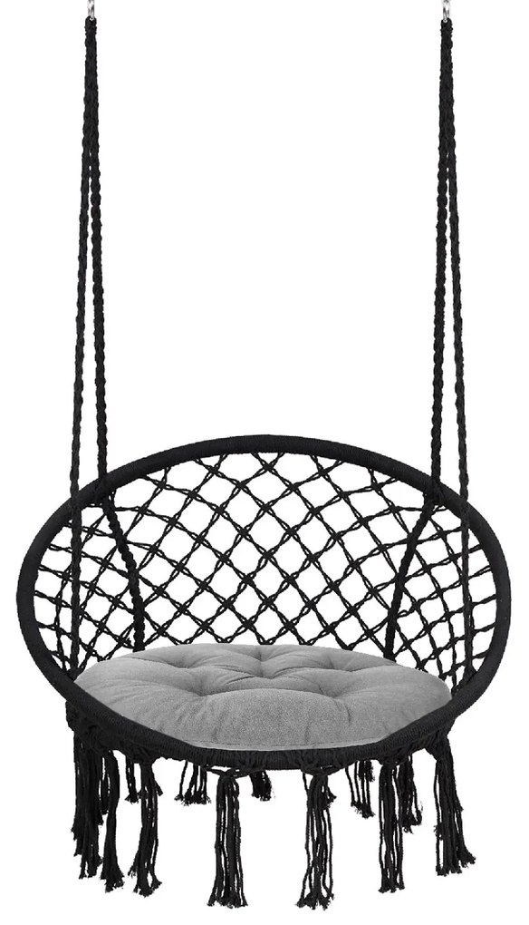 Bluegarden Bluegarden, závesné kreslo v štýle Boho s vankúšom čierne 490129A, OGR-03542