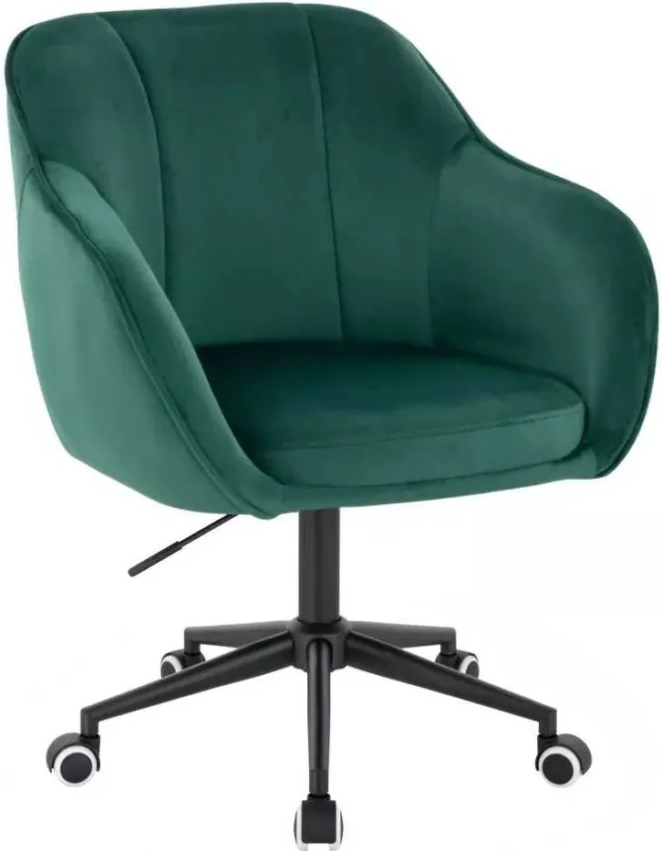 LuxuryForm DESIGN Stolička AVOLA VELUR na čiernej podstave s kolieskami - zelená