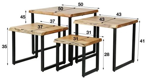 Konferenčný stôl 21-53 Edge 50x50cm 4-set Drevo Acacia - Komfort-nábytok