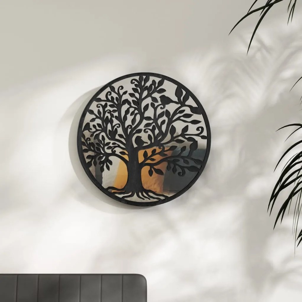 Zrkadlo čierne 40x2,5 cm železo okrúhle interiérové 3093540