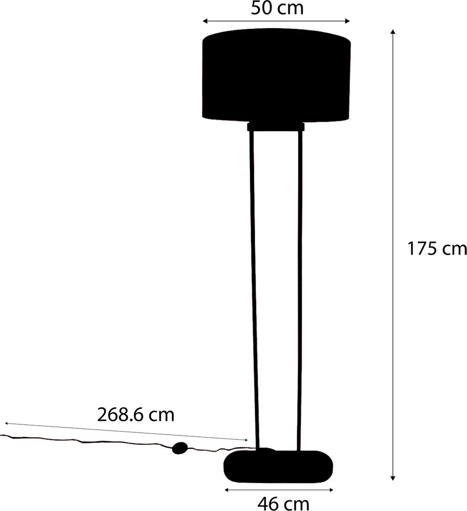 Stojacia lampa čierna s čiernym oválnym tienidlom 50 cm - Thijmen