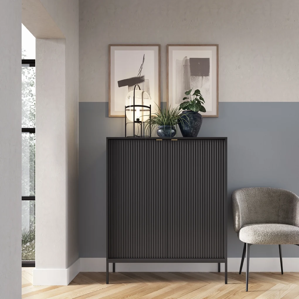 PROXIMA.store - Dizajnová skrinka - NOVA FARBA: čierna, FARBA NÔH: zlatá