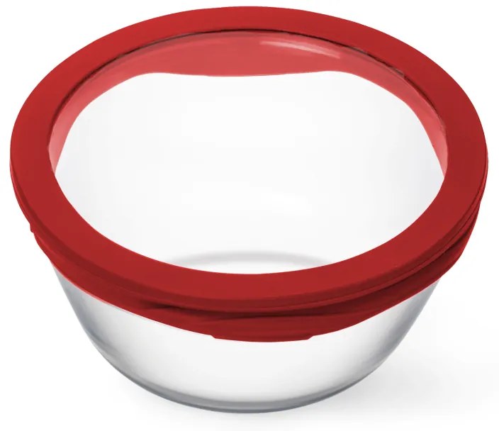 SIMAX MISKA PURE SO SKLENENÝM VEKOM 0,5 L ČERVENÁ