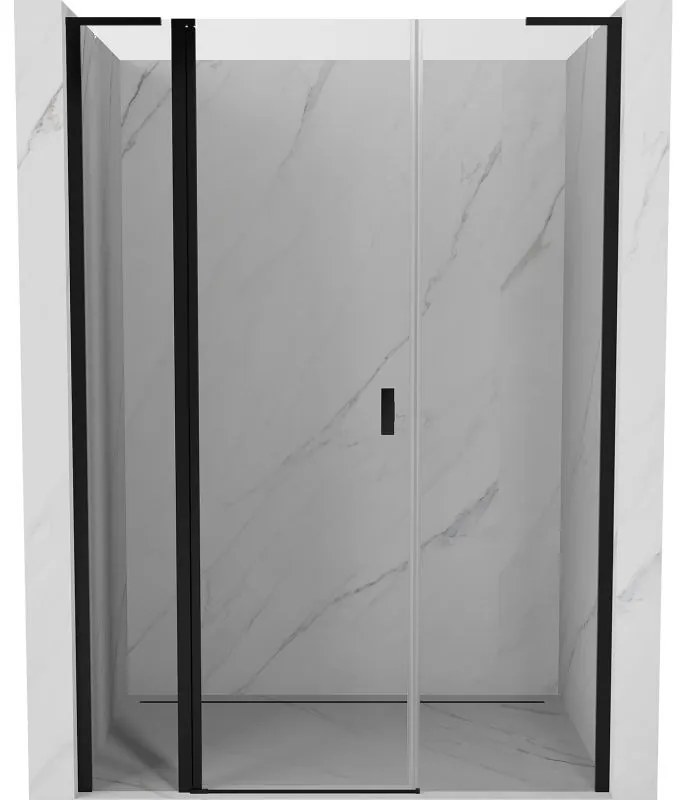 Mexen, Mexen Mist L výklopné sprchové dvere 155 cm, transparentné, čierne - 8A4L-155-001-70-00