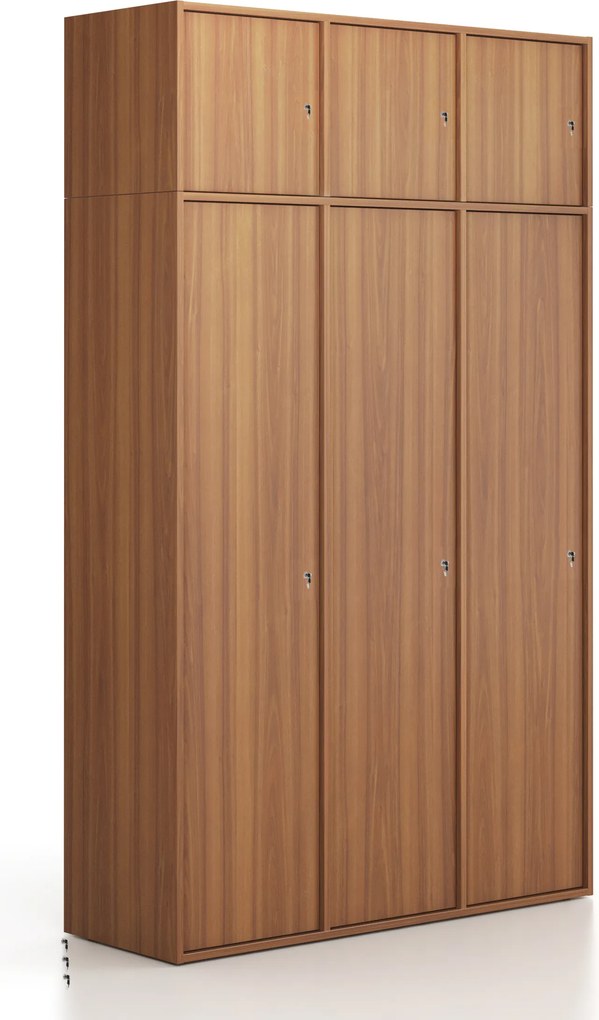 Nadstavba pre skrine FRAME, 3x dvere, 1299 x 450 x 427 mm, cylindrický zámok, orech