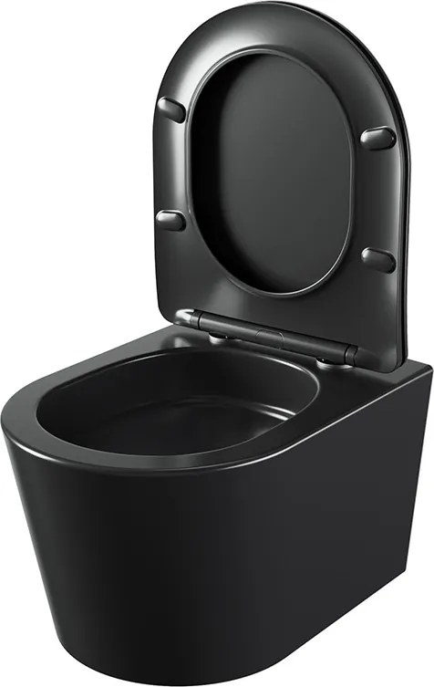 BPS-koupelny Závesná WC misa so SoftClose sedadlom HYD-4667, čierna matná