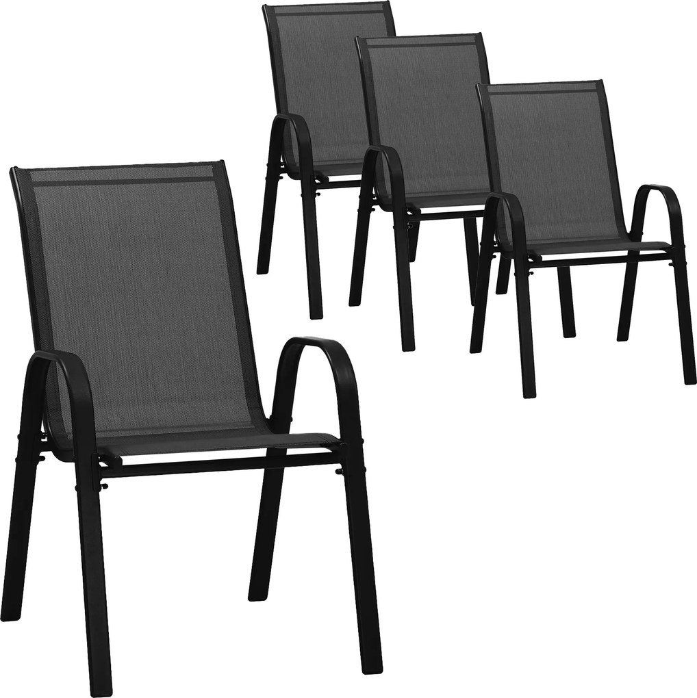 TRENDIE Záhradné stoličky sada 4ks čierne