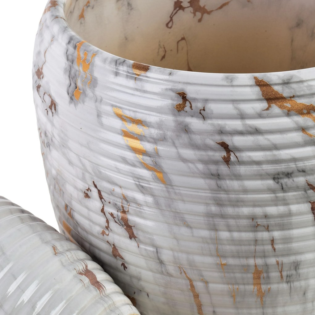 Sada 2 ks keramických květináčů NEVA XIV bílá/zlatá