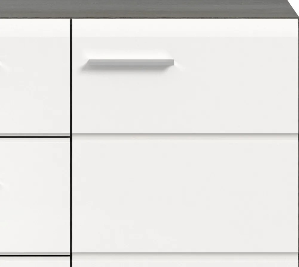 Komoda so zásuvkami Salsa, 80 cm, šedý dub/biela lesk