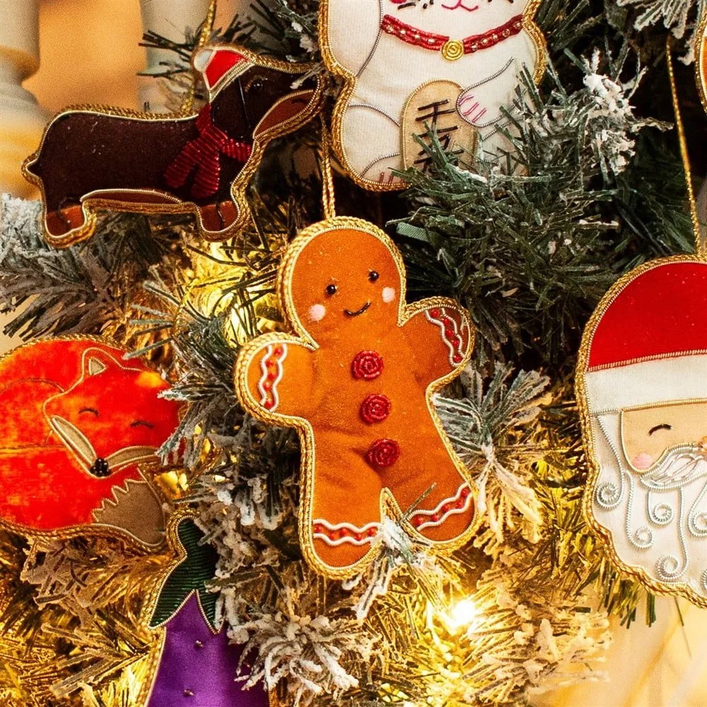 Textilná ručne vyrobená vianočná ozdoba 10 cm Gingerbread – Sass &amp; Belle