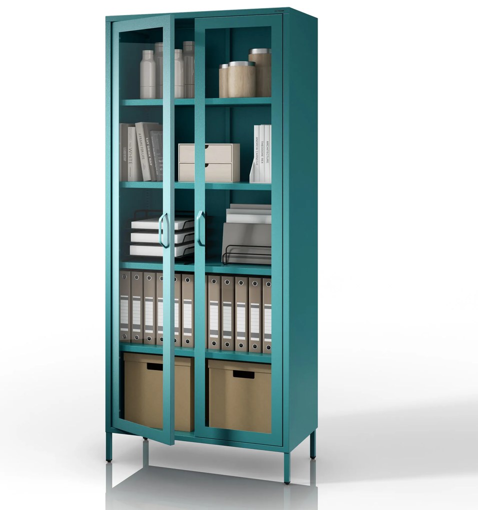 Vitrína ANGELO, 800 x 1850 x 450 mm, Modern: morská modrá